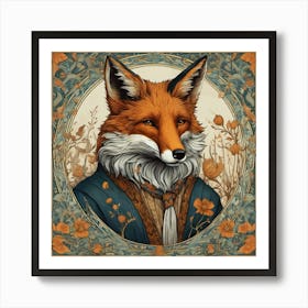 william morris inspired fox portrait 1 Art Print