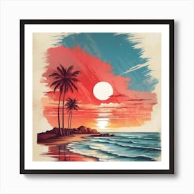 Sunset At The Beach 1 Art Print