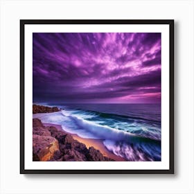 Purple Storm Clouds Over The Ocean Art Print