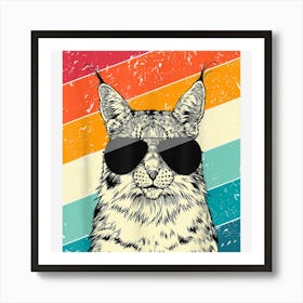 Retro Vintage Lynx With Sunglasses Wild Cat Lovers Art Print