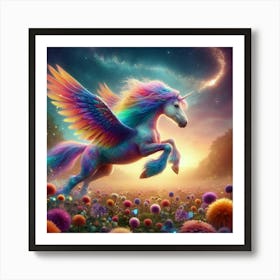 Unicorn In The Field Art Print