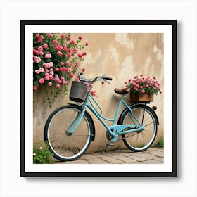 Vintage Cycle Floral Art Print (2) Art Print