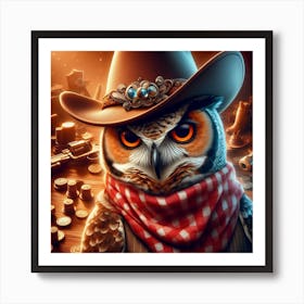 Cowboy Owl 2 Art Print