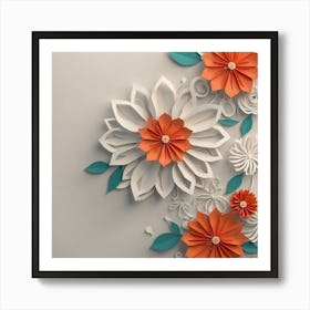 Colourful flower paper art 1 Art Print