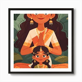 Indian Mother And Daughter Art Print