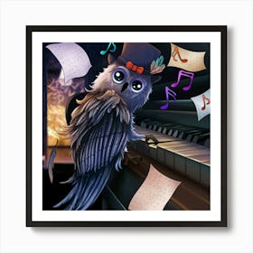 Owl Playing Piano Art Print