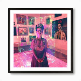 Frida's Virtual Gallery Series. Kahlo is Her Own Virtual Curator. 2 Art Print