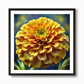 Yellow Zinnia Flower Art Print