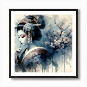 Japan Traditional Geisha Illustration By Ad 175 Art Print