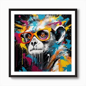 Monkey In Glasses Art Print