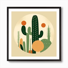 Rizwanakhan Simple Abstract Cactus Non Uniform Shapes Petrol 17 Art Print