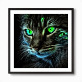 Glow In The Dark Cat Art Print