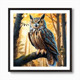 Owl In The Forest 223 Art Print