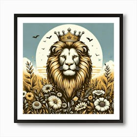 Lion In The Meadow Art Print