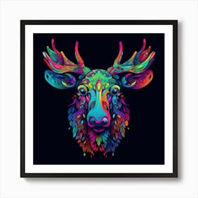 Colorful Deer Head 1 Poster