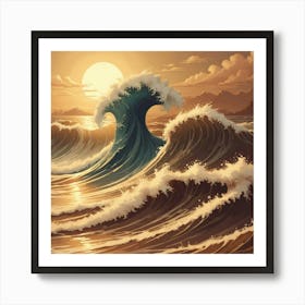 Ocean Wave At Sunset Art Print