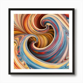 Close-up of colorful wave of tangled paint abstract art 29 Art Print