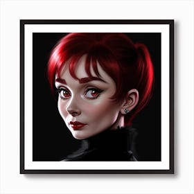 Dark Scarlet Audrey Hepburn Art Print