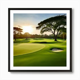 Golf Course At Sunset 1 Art Print