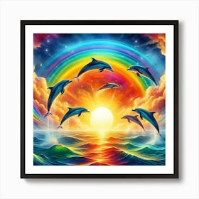 Dolphins In The Ocean Art Print