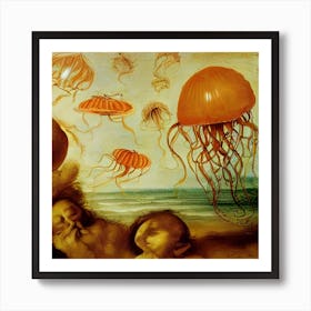 Amber Flying Jelly 1 Art Print