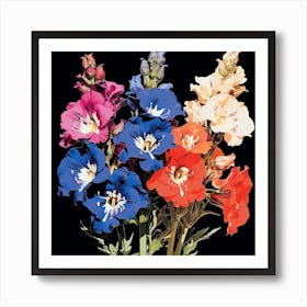 Andy Warhol Style Pop Art Flowers Delphinium 3 Square Art Print