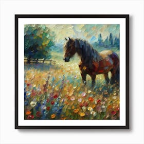 Horse with flower Art Print