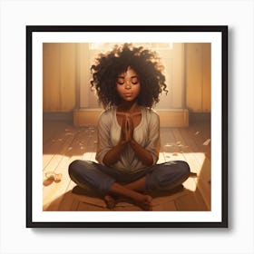 Afro Girl Meditating 1 Art Print