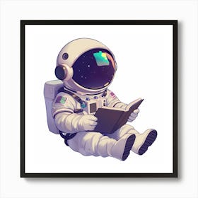 Astronaut Reading A Book 4 Póster