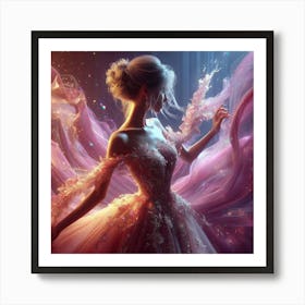 Beautiful Girl In A Pink Dress Art Print