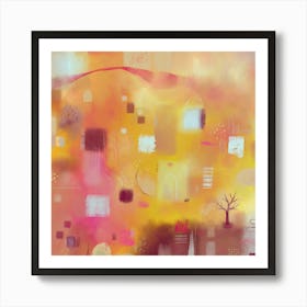 Yellow Abstract Painting Art Print