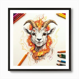 Goat On Fire 49 Art Print