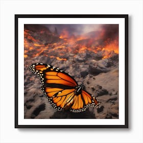 Monarch Butterfly On The Lava Art Print