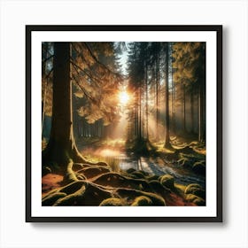 Sunrise In The Forest 4 Art Print