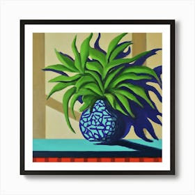 Plant In A Blue Vase Art Print