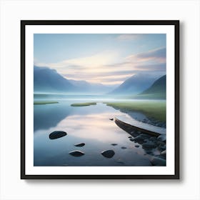 an image that evokes a sense of calm and tranquility, depicting a serene natural landscape, a peaceful moment in everyday life, and a tranquil scene in an imaginary world. Capture the beauty of stillness and quietude. Art Print