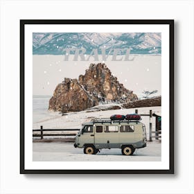 Travel Van In The Snow Art Print