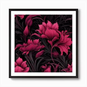 Gothic inspired dusky pink and black floral Art Print