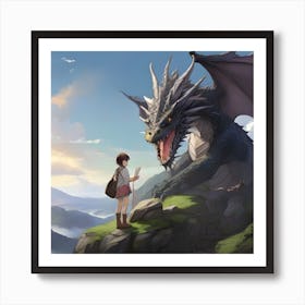 Dragon And Girl 2 Art Print