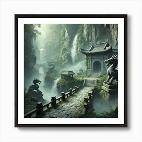 A Mysterious Scene Showing A Hidden Entrance To Th Art Print