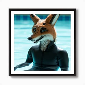 Fox In The Pool Art Print