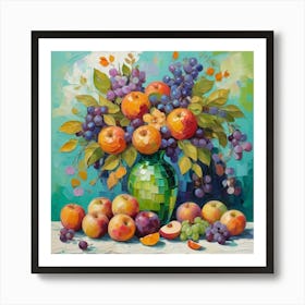 Apples In A Green Vase Art Print