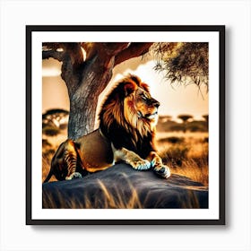 Lion In The Savannah 7 Art Print