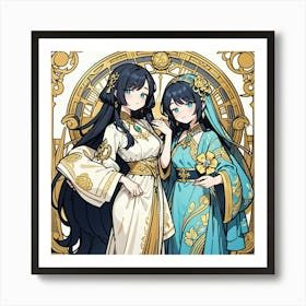 Two Anime Girls Art Print