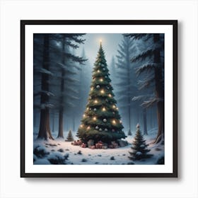 Christmas Tree In The Forest 110 Art Print