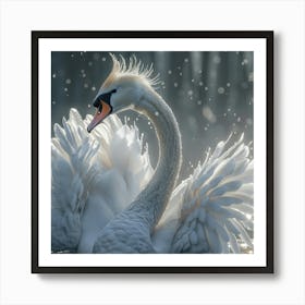 Swan In The Rain 3 Art Print