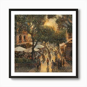 Shining Lights,, Tiny Dots, Pointillism Art Print