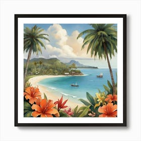 Pacific Islands Travel Illustration Art Print Art Print