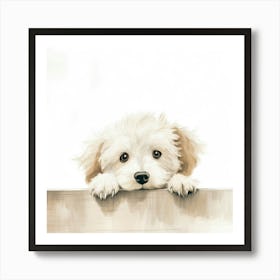 Puppy Looking Over Fence Art Print