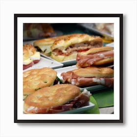 Food Sandwiches Italian Ham Salami Shop Kitchen Art Square Italian Italy Milan Venice Florence Rome Naples Toscana photo photography art travel Art Print